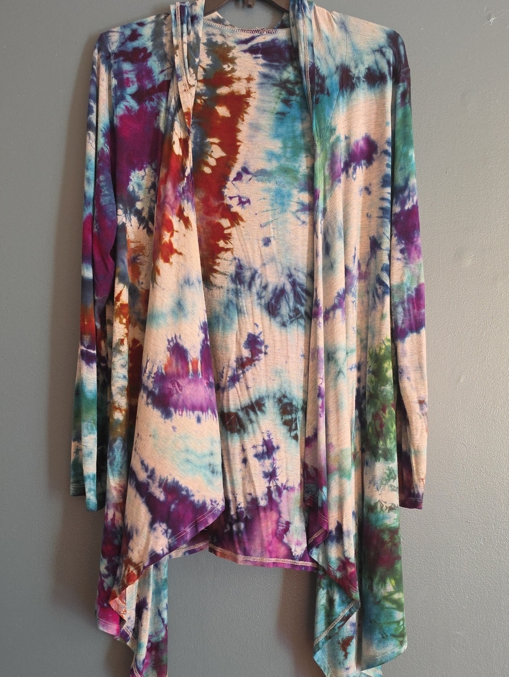 RAYE Multicolor Tie-Dye Open Front Hoodie Cardigan